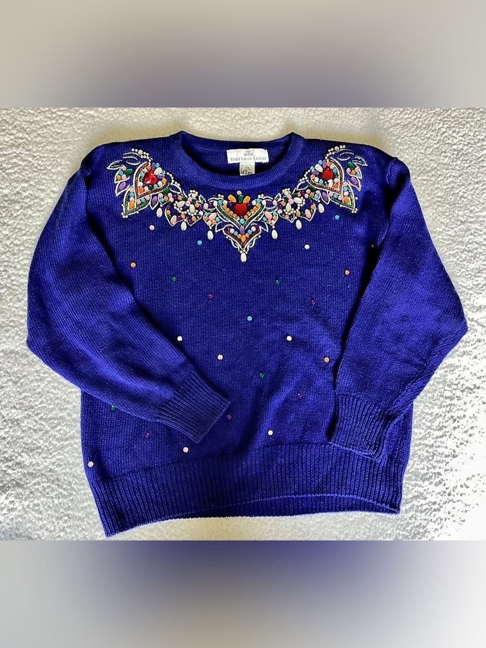 Vintage Brittany Leigh Jeweled Sweater Large Art to Wear Whimsigoth Maximalist